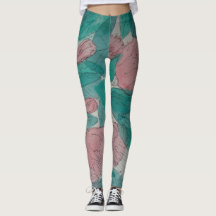 Leggings original sketchy abstrait contemporain floral