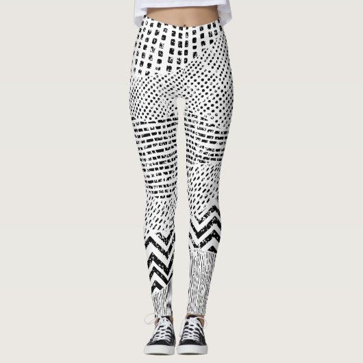 Leggings Ornament noir blanc Wavwork (Devant)