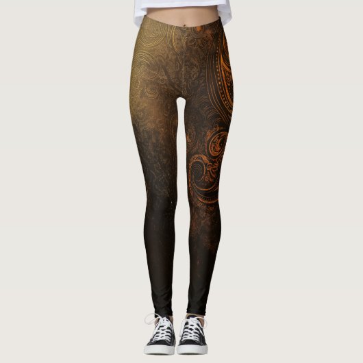 Leggings 🖤 Ornamental Dark Gold Pattern - Luxurious & Intr (Devant)