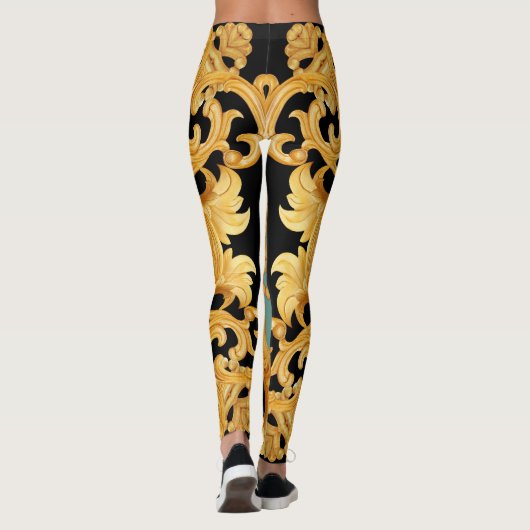 Leggings Ornement baroque doré éléments 3D (Dos)