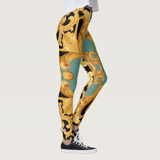 Leggings Ornement baroque doré éléments 3D (Droite)
