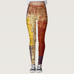 Leggings Ornement broderie, lignes colorées, style bohème
