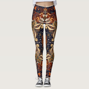 Leggings Ornement carré châle floral : batik indien.