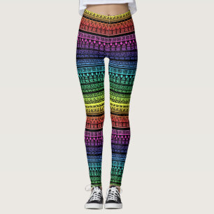 Leggings Ornement ethnique, arc en ciel