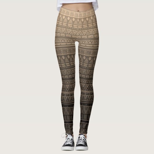 Leggings Ornement ethnique Brown (Devant)