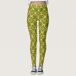 Leggings Ornement floral baroque jaune 21102020