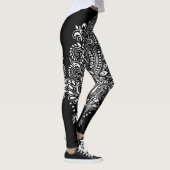 Leggings Ornement floral noir et blanc (Droite)