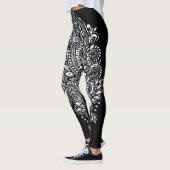 Leggings Ornement floral noir et blanc (Gauche)