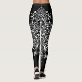 Leggings Ornement floral noir et blanc (Dos)