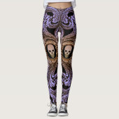 Leggings Ornement Goth Purple Avec Crâne (Devant)