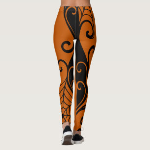 Leggings Ornement Spiderweb Orange Orange Black halloween