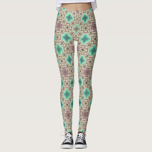 Leggings Ornement vert olive (Devant)