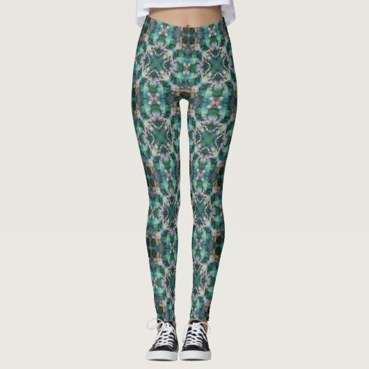 Leggings Ornement vert-turquoise (Devant)