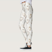 Leggings Ornements coeurs gris crème chic (Gauche)