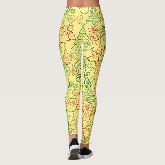 Leggings Ornements de Noël Motif 02 L Jaune BG (Dos)