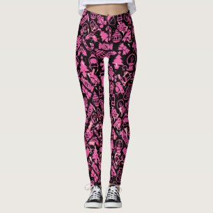 Leggings Ornements de Noël motif.rose.07 Black BG