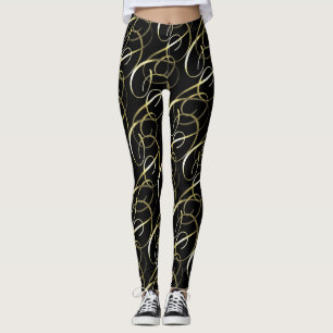Leggings Ornements Dorés Ornés sur Toutes les Couleurs