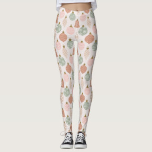 Leggings Ornements vintage vert et rose pâle