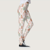 Leggings Ornements vintage vert et rose pâle (Droite)