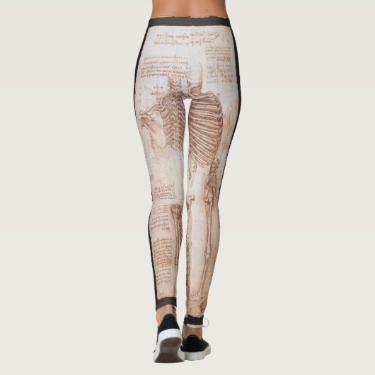 Leggings Os de squelette de Léonard de Vinci, anatomie huma (Dos)