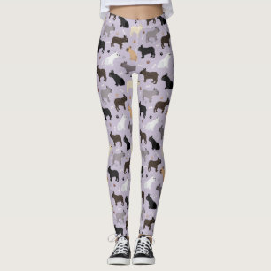 Leggings Os et pattes de Bulldog français violet