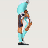 Leggings Ours de Panda rouge turquoise (Droite)