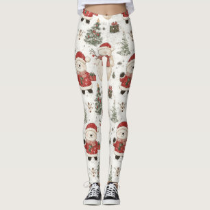 Leggings Ours en peluche de Noël Santa Pattern (1)