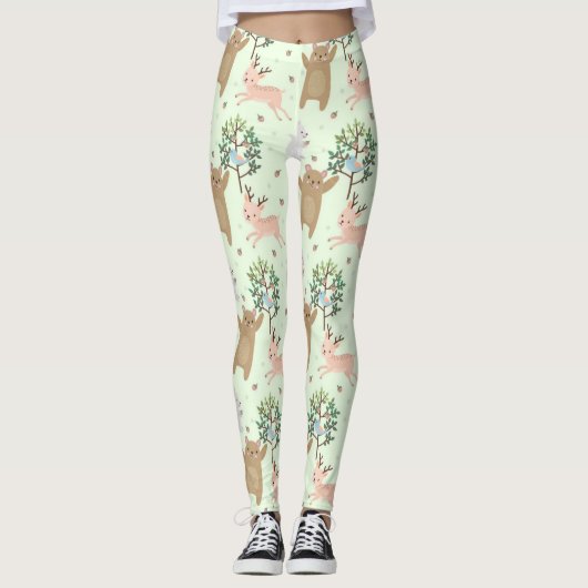 Leggings Ours et cerfs en Motif forestier (Devant)