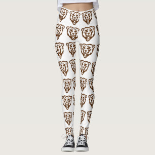 Leggings Ours Grizzly Brown Rustic Woodland Animaux Motif