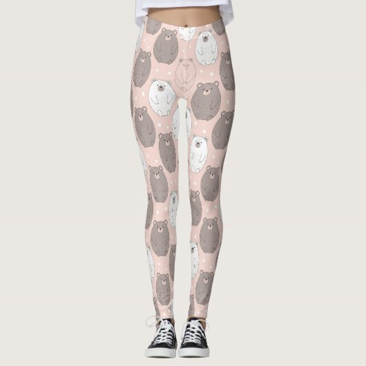 Leggings Ours mignon - Douce forêt de bois pastel (2) (Devant)
