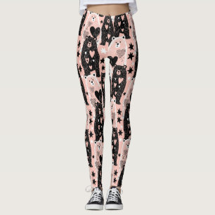 Leggings Ours mignon - Douce forêt de bois pastel (4)