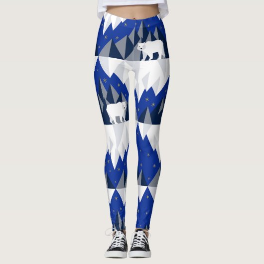 Leggings Ours polaire sur Iceberg Motif sans couture. (Devant)