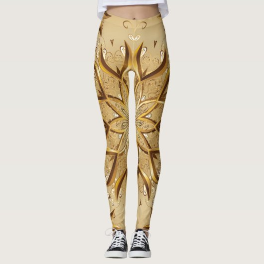 Leggings Ouvert doré, texture de croquis oriental. (Devant)