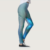 Leggings Ovations debout, fractale bleue turquoise abstrait (Droite)