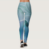 Leggings Ovations debout, fractale bleue turquoise abstrait (Dos)