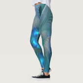 Leggings Ovations debout, fractale bleue turquoise abstrait (Gauche)