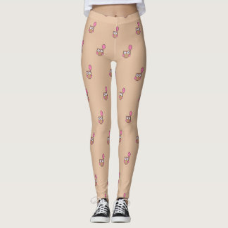 Leggings Owl with Pink Balloon on Tan