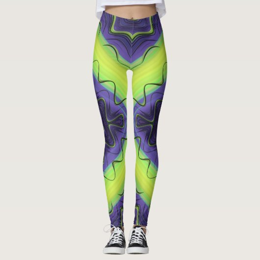 Leggings ~ paars geel ~ Origineel (Voorkant)