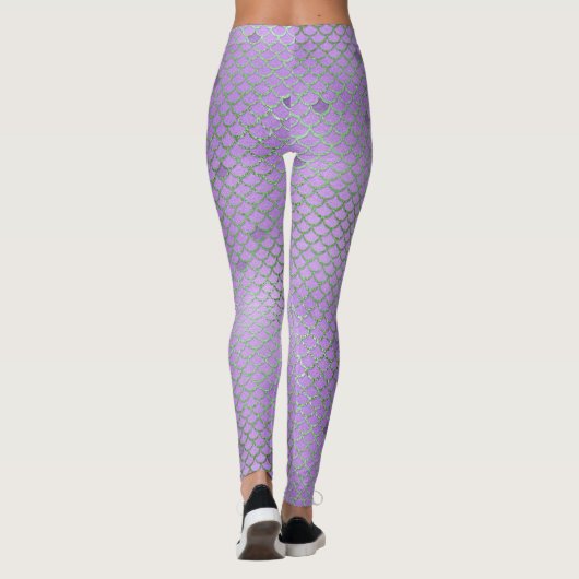 Leggings Paarse Mermaid Scale Pattern (Achterkant)