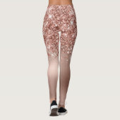 Leggings Pailleté Rose Gold Glam Brossé Nom de Script (Dos)