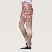 Leggings Pailleté Rose Gold Glam Brossé Nom de Script (Gauche)