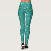 Leggings Paillettes Brillant Turquoise Bleu Aqua Glitz (Dos)