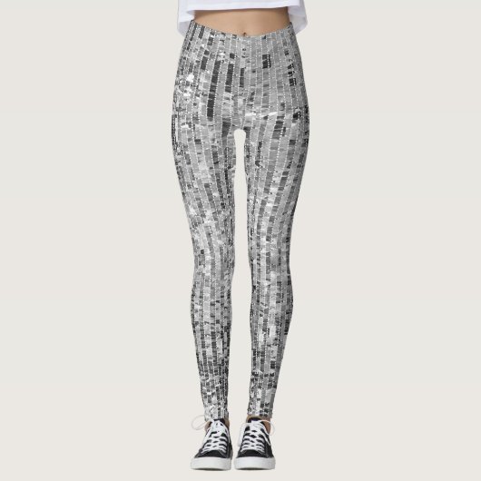 Leggings Paillettes d'argent, arrière - plan glamour sans s (Devant)