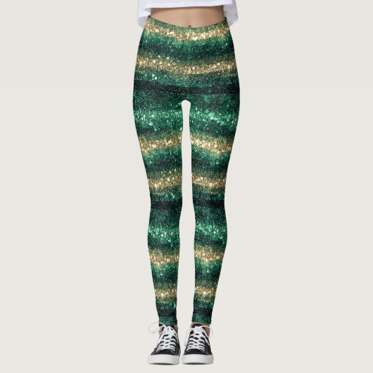 Leggings Paillettes de Saint-Patrick vert oré brillant (Devant)