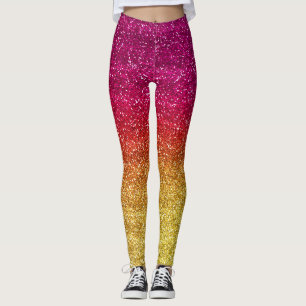 Leggings Paillettes dégradé rose foncé et jaune brillant so