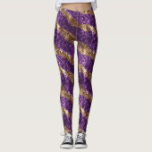 Leggings Paillettes dorées violet scintillant (Devant)