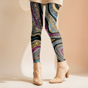 Leggings Paillettes Glam Brillant fille marbre art gris