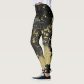Leggings Paillettes noir et or Glam Grunge éclaboussures mo (Gauche)