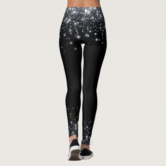 Leggings Paillettes noires et argentées modernes (Dos)
