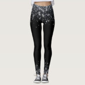 Leggings Paillettes noires et argentées modernes (Devant)